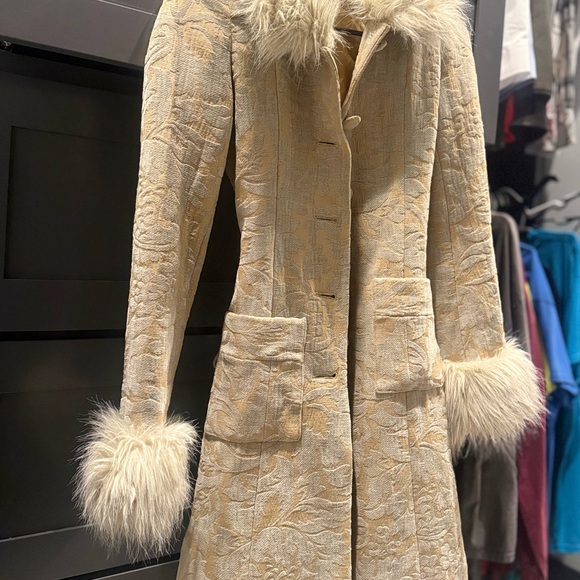 Elegant Boho Vintage Faux Fur Trimmed Coat Jacket - Picture 8 of 10